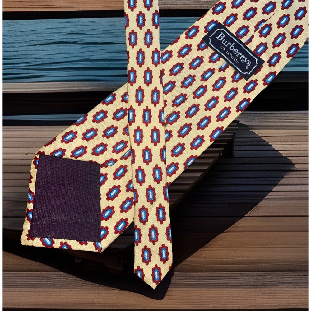 Burberry's Of London‎ Necktie Men Yellow Geometric Business Wedding Old Money